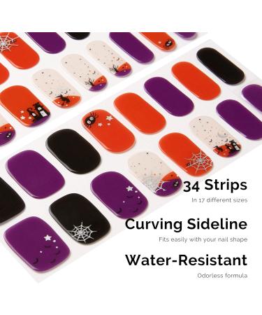 NAILOG Semi Cured Gel Nail Strips - Salon-Quality Long Lasting Nail Wraps - Dark Moon Night - 34 pcs - Buy Online on SooperMarket.com