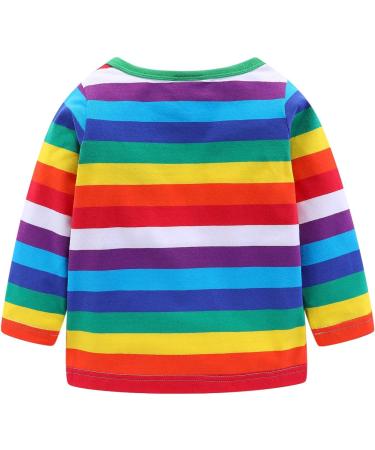 Mud Kingdom Little Boys T-Shirt - Hot Pink Rainbow Stripe, 5 Years, Long Sleeve - Buy Online on SooperMarket.com