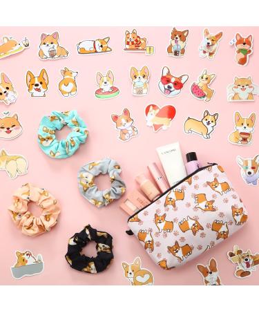 Corgi Makeup Set with Bag, Scrunchies, Stickers, Hair Bands - 59 Pcs | Cute Corgi Print Travel Cosmetic Accessories for Girls - Buy Online on SooperMarket.com