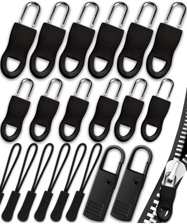 Zipper Pull Universal Zipper Pull Replacement Kit Removable Zipper Pulls Tab Replacement (20 Pcs) Black Zipper Pulls for Jackets Luggage Backpacks Purses Boots Pants Tents (3 Styles 4 Sizes) Black Zipper Pull K...