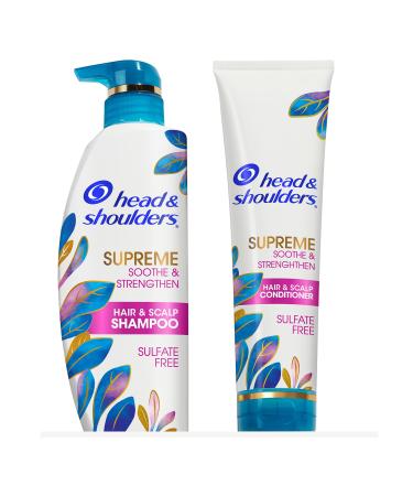 Head & Shoulders Supreme Sulfate Free Shampoo and Conditioner Set for Dry Scalp and Dandruff Treatment, Soothe and Strengthen with Argan Oil and Rose Essence, 21.2 Fl Oz Supreme Dry Scalp Care Shampoo & Conditioner