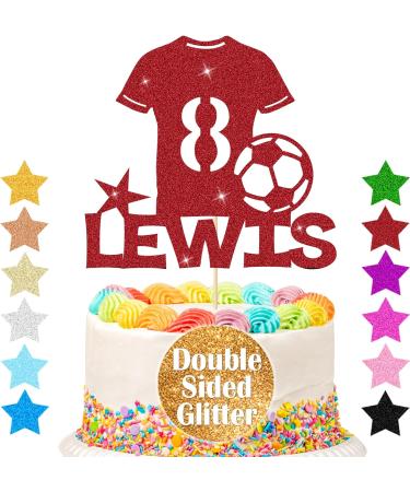 Personalised Cake Topper Football Cake Topper Happy Birthday Glitter Cake Topper Gifts with Any Name & Number Football Cake Decorations for Kids Boys Men Husband Daddy Grandpa Football Lovers(Red) - Buy Online on SooperMarket.com