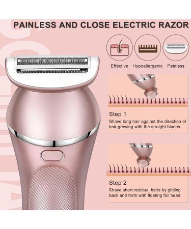 Hatteker Electric Razor for Women 3 in 1 Lady Shaver Kit - Cordless IPX7 Waterproof Rechargeable Electric Epilator for Face, Body, and Bikini - Painless and Portable - Buy Online on SooperMarket.com