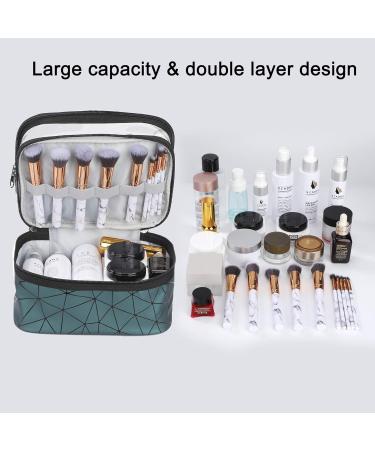 Double-Layered Cosmetic Bag | Waterproof Travel Makeup Organizer for Men & Women | Large Transparent Green Case - Buy Online on SooperMarket.com