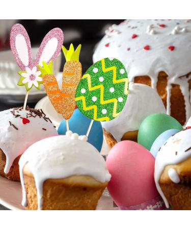 Easter Bunny Ears Cupcake Toppers Glitter Cake Decorations - Buy Online on SooperMarket.com