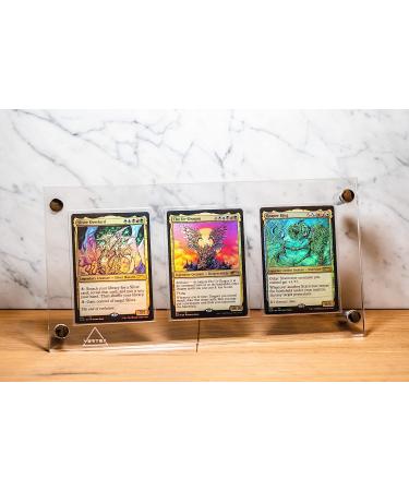 Acrylic Trading Card Frame Holder Stand Display - 3 Slots UV Filtering Screwdown - Buy Online on SooperMarket.com