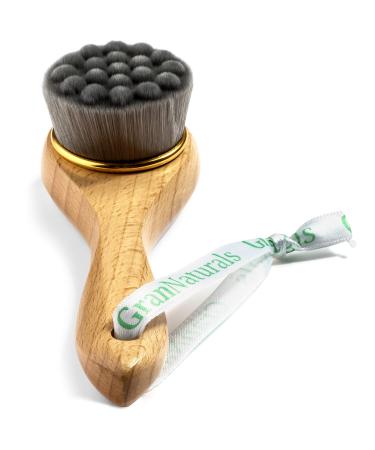 Manual Facial Cleansing Brush - Soft Bamboo Fibers - Skin Cleanser & Scrubber for Applying Face Mask, Acne Washing, Daily Deep Pore Cleaning - Men and Women