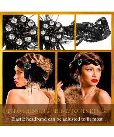 WLLHYF 1920s Flapper Headband 20s Feather Hair Band Vintage Feather Crystal Headpiece Gatsby Party Accessories for Women (white diamond) - Buy Online on SooperMarket.com