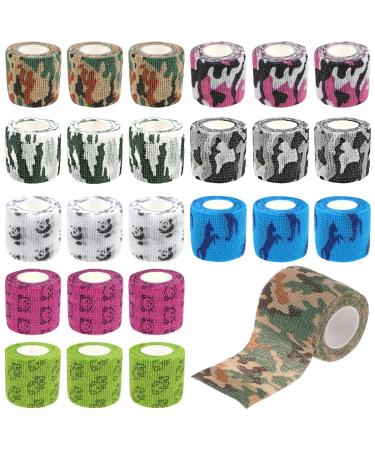 JpGdn 24 Roll Vet Wrap Bandages for Dogs Horses 5cm*4.5m Cohesive Medical Tape Self Adhesive Tape Flex Leg Wrap Adherent Non-Woven for Dog Cat Horse Pet Animals Ankle Sprains & Swelling 24 Rolls-Camo and Animals