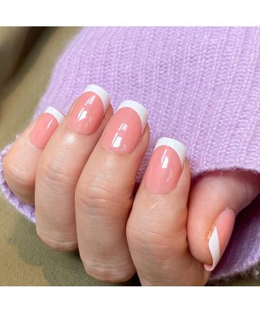 Novo Ovo Press On Nails - Short Oval Nude Pink Orange French Tips | Artificial Fingernails for Valentine's Day - Buy Online on SooperMarket.com