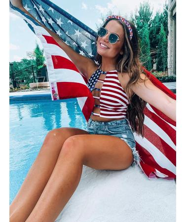 Patriotic Rhinestone Twist Headband for Women | Red White Blue Crystal Hairband for 4th of July Holiday Party - Buy Online on SooperMarket.com
