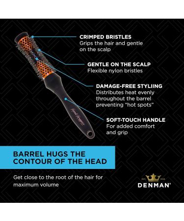 Denman X-Small Thermo Ceramic Hourglass Hot Curl Brush - Hair Curling Brush for Defined Curls & Volume - Orange/Black (DHH1) - Buy Online on SooperMarket.com
