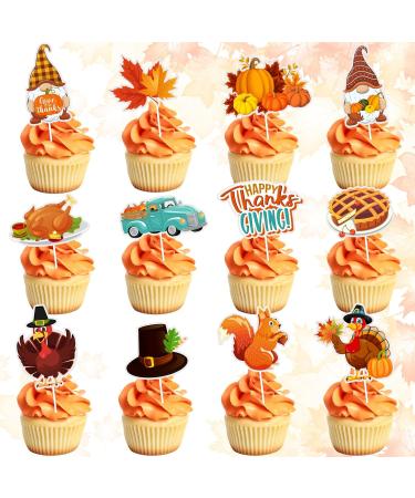 Whaline 72Pcs Thanksgiving Cupcake Topper 12 Designs Turkey Pumpkin Maple Leaf Gnome Cupcake Picks Cartoon Fall Food Picks with Sticks Glue Point for Autumn Thanksgiving Party Supplies Cake Decor - Buy Online on SooperMarket.com