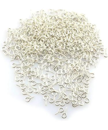 500PCS Silver Mini Eye Hooks Bail Peg Sets for DIY Jewelry Making - 5x10mm Tegg Screw Eye Pin - Buy Online on SooperMarket.com