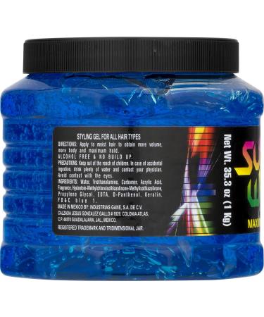 Super Wet Plus Azul Gel Blue - 35.3 oz | Premium Hair Styling Gel - Buy Online on SooperMarket.com