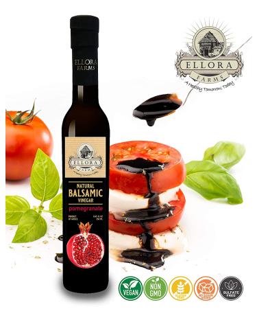 Ellora Farms Pomegranate Infused Aged Balsamic Vinegar 8.45oz - All Natural, No-Additives, Italian Glass Bottle - Buy Online on SooperMarket.com