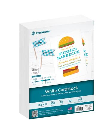 Printworks White Cardstock  Standard  67 lb. Vellum  92 Bright  250 sheets  8.5 x 11  For Office  Home & School Printing  Craft Projects (00564) 250 Sheets Standard Card Stock 67 lb.