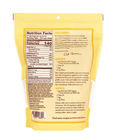 Bob's Red Mill Organic 7-Grain Pancake & Waffle Mix - 24 oz (Pack of 4) - Buy Online on SooperMarket.com
