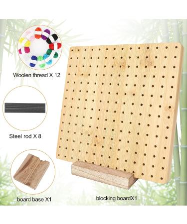 8 Bamboo Crochet Blocking Board Kit with Stainless Steel Rod Pins- Perfect Gift for Granny Squares Enthusiasts - Buy Online on SooperMarket.com