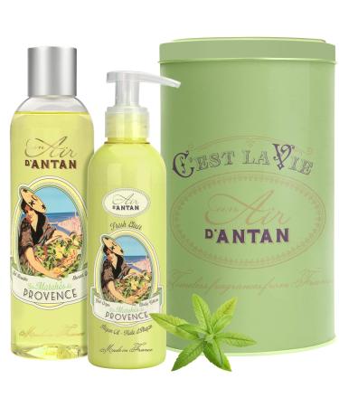 Un Air d'Antan Christmas Gift Set for Women - 2 Piece Body Lotion & Body Wash Set - Birthday Gifts for Women - Body Bath Set: Bergamot & Provence Verbena Body Moisturizer (200ml) Shower Gel (250ml)