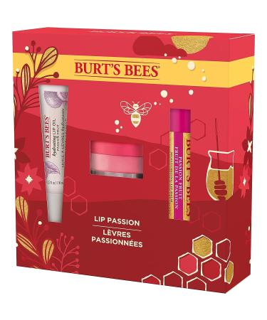 Burt's Bees Christmas Lip Care Set - Passionfruit Balm, Overnight Treatment & Hydrating Oil - Buy Online on SooperMarket.com