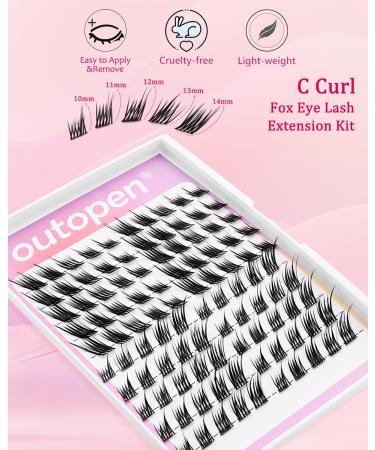 Outopen Manga Lash Clusters Fox Eye Lashes - DIY Lash Extension Kit with C Curl Natural Wispy Fairy Lashes Bond & Seal Tweezers | Shop Internationally - Buy Online on SooperMarket.com