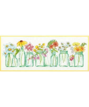 Dimensions Mason Jar Counted Cross Stitch Kit - 14 Count White Aida - 18 x 7 - Buy Online on SooperMarket.com