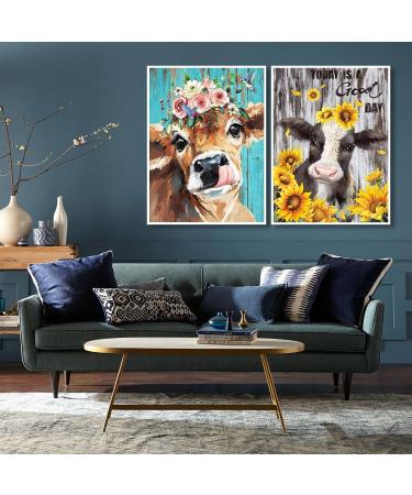 2 Pack Cow Diamond Painting Kits - DIY 5D Full Drill Art with Round Diamonds for Adults & Kids - Home Wall Decor Gift - 12x16inch - Buy Online on SooperMarket.com