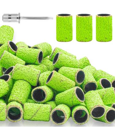 120Grit Sanding Bands for Nail Drill 100Pcs Nail Sanding Bands with 3/32 Nail Drill Heads Professional Nail Drill Sanding Band Tools with Boxed Great for Removing Gel Nail Dip Powder Poly Nail Gel green-120