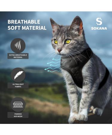 SOKANA Cat Harness and Lead Set for Walking Escape Proof - Lightweight Secure Kitten Harness and Lead Set also for Dogs Puppy Pet Small Size | Black - Buy Online on SooperMarket.com