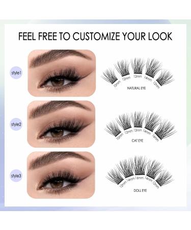 Cluster Lashes Extension Kit with Eyelash Applicator - 60Pcs Mixed Length Wispy Natural Look DIY Volume Kit - Buy Online on SooperMarket.com