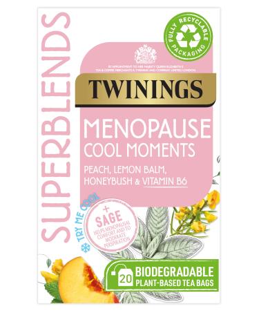 Twinings Superblends Menopause Cool Moments Peach Herbal Tea infusion with Lemon Balm Honey Blush & Vitamin B6 20 Biodegradable Bags