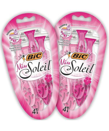 BIC Miss Soleil disposable razor for women 2 x 4 pack disposable razors with 3 blades each with vitamin E for a gentle shave