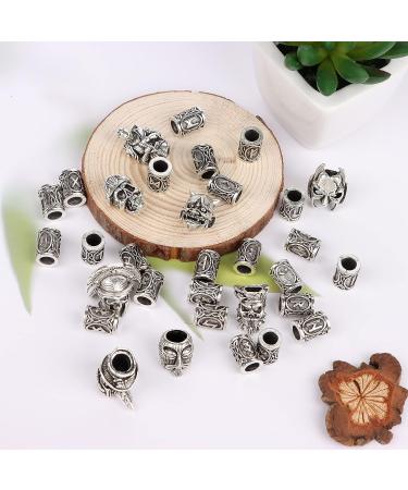 Craftshou 32 Pieces Viking Beard Beads with Norse Runes - Hair & Dreadlocks Beads for Jewelry Making and DIY Braiding Hair - Buy Online on SooperMarket.com