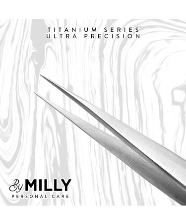 MILLY Professional Series Straight Lash Eyelash Extension Tweezers - Titanium Coated Stainless Steel - Precision Pointed Tip - 14 cm - Buy Online on SooperMarket.com
