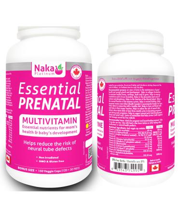 Prenatal Multi 150vcaps Essential nutrients for mom's Health and baby's development Made in Canada (120+30 Free)