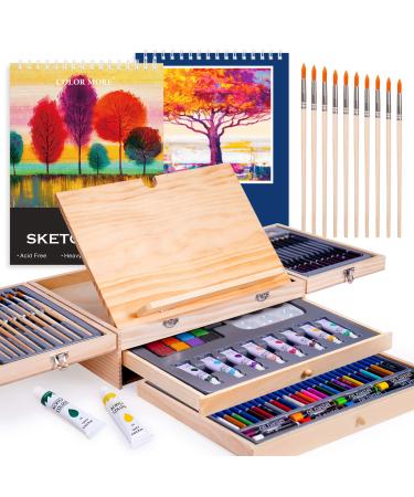 Paint Set 85 Piece Deluxe Wooden Art Set Crafts Drawing Painting Kit with Easel and 2 Drawing Pads  Creative Gift Box for Teens Adults Artist Beginners Art Kit Art Supplies