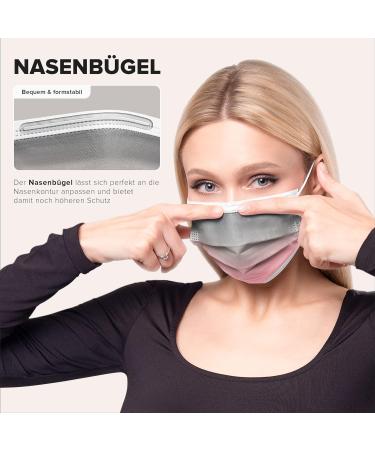 50 Disposable Face Masks Made in Germany | Type IIR & CE Certified | Breathable Triple Layer | Elastic Earloops | Dusty Pink | Adults | 99.78% Filtration - Buy Online on SooperMarket.com