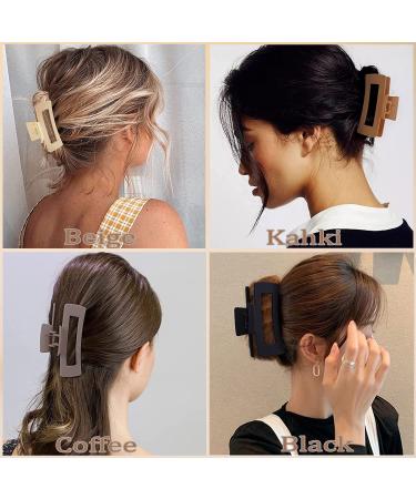 Large Hair Claw Clips 8 Pack - Strong Hold Matte Hair Clamps for Women & Girls - 4 Acrylic & 4 Rectangle Hair Claw Clips for Thick & Thin Hair - Buy Online on SooperMarket.com