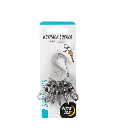 Nite Ize KLK-11-R3 9001204 KeyRack Locker Steel, Carabiner Chain with 6 Locking S-Biners to Hold Keys Securely + Separately, Stainless Steel, Stainless