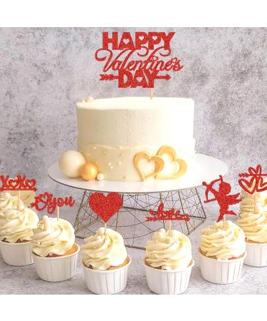 25 PCS Valentine's day Cupcake Toppers Red Glitter Sweet Love Cupid Cupcake Food Picks Valentine's Day Theme Wedding Bridal Shower Birthday Party Cake Decorations Supplies Cy-24-xs-108 - Buy Online on SooperMarket.com