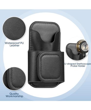 PU Leather Stethoscope Holder Clip - Lightweight Portable Holster for Nurses EMTs & Medical Students - Compatible with 3M Littmann & Most Stethoscopes - Black - Buy Online on SooperMarket.com