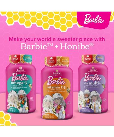 Honibe Vitamin D Gummies for Kids and Adults Barbie Honey-Based Vitamins Made in Canada Vitamin D3 Helps Support Bone Health Mood and Immune System Functions 60 gummies - Buy Online on SooperMarket.com