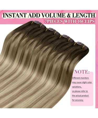 Youngsee 40cm Clip in Balayage Extensions | Real Hair Brown & Blonde | 120g - 7PCs Hair Clips - Buy Online on SooperMarket.com