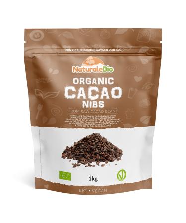 Organic Raw Cacao Nibs 1 kg. Peruvian Natural and Pure. Made in Peru from the Theobroma Cacao Plant. Source of Magnesium Potassium and Iron. NaturaleBio Nibs 1 kg (Pack of 1)