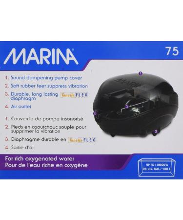 Marina 11112 Aeration Pump 75 for Aquariums up to 100L - Efficient Oxygen Supply in Black - Buy Online on SooperMarket.com