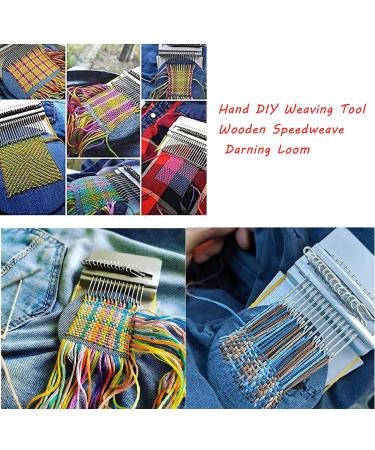 Wooden Darning Loom Tool - 14 Hooks Weaving Frame for Beginners - Hand Craft Repair for Jeans, Socks, Clothes - Buy Online on SooperMarket.com