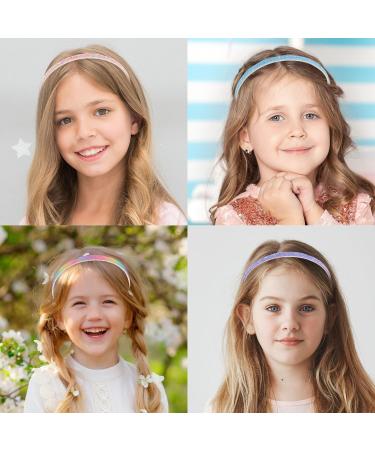 WLLHYF Glitter Headband 4pcs Plastic Sparkly Cute Non Slip Chunky Hairbands Thick Bling Confetti Rainbow Hair Bands with Teeth Little Girls Colorful Hair Accessories solid color stars - Buy Online on SooperMarket.com