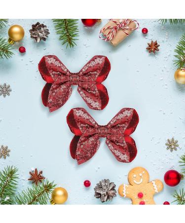 WLLHYF 2 PCS 5Inch Sequin Hair Bows Clips - Large Alligator Hair Barrettes for Girls, Red - Perfect for Birthday Parties and Gifts - Buy Online on SooperMarket.com