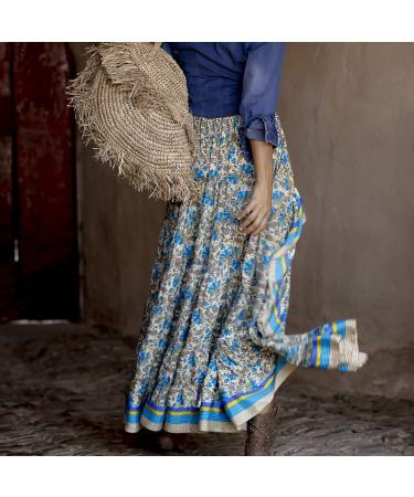 Sanahy Women Boho Floral Print High Low Maxi Dress - Blue XL - Buy Online on SooperMarket.com
